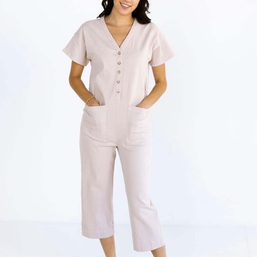 Suunday Coverall Cotton Jumpsuit in Mushroom